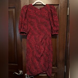 Banana Republic Red and Black Long Sleeve Dress